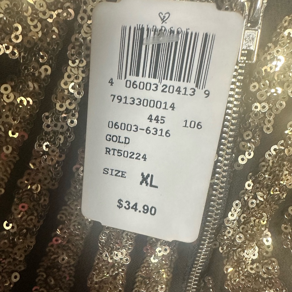 Windsor Gold and Black Sequin Crop Top XL Stretch - Picture 6 of 7